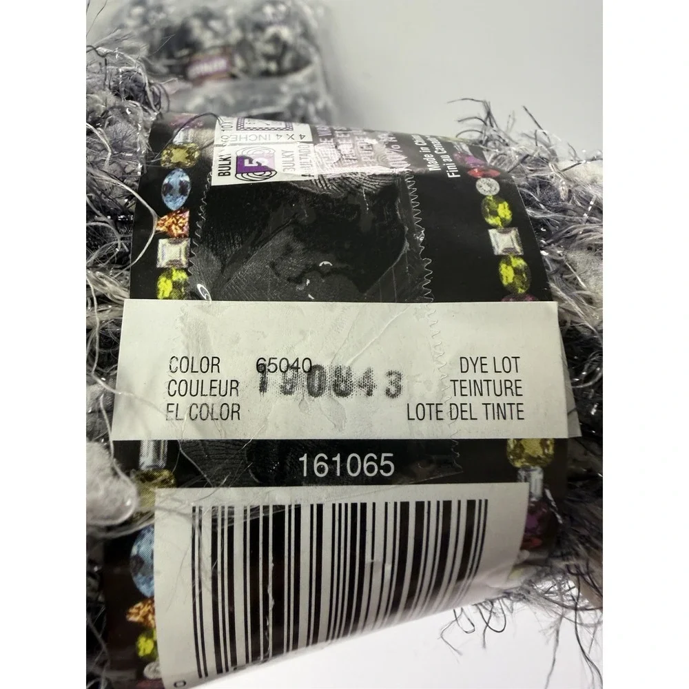 Bernat Bling Bling Yarn Lot of 9 Skeins Night Club Gray Bulky